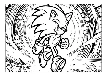 Sonic at full speed coloring page