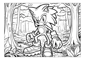 Sonic in the forest coloring page