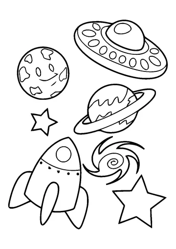 Planets in space coloring page