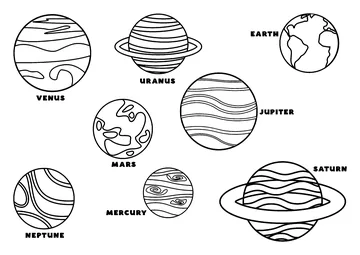 Solar system: The eight planets coloring page
