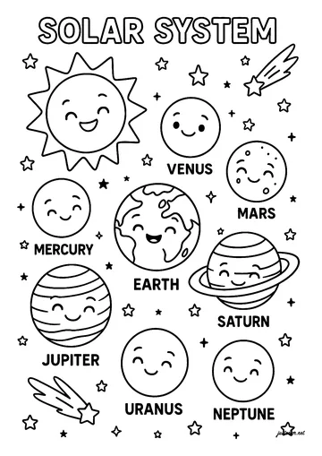 Exploring our solar system coloring page
