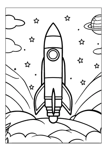 Pretty rocket ready to enter coloring page
