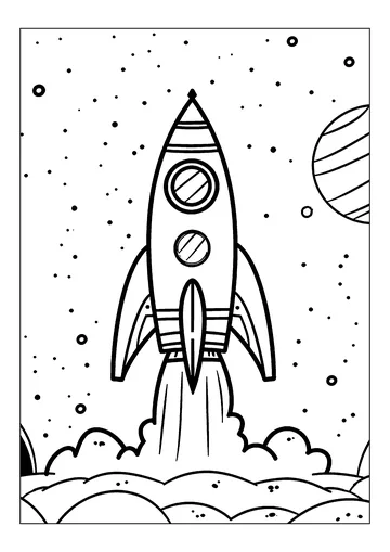 Rocket taking off coloring page