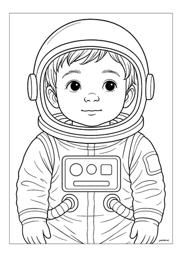 Little boy dressed as an astraunote coloring page
