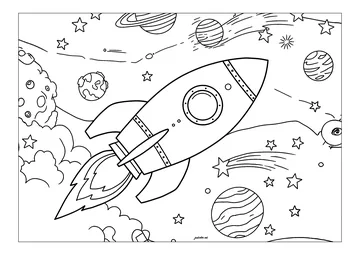 Space rocket coloring page