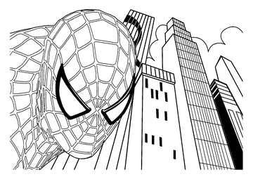 Close-up on Spiderman coloring page