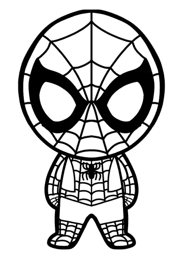 Little Spider-Man in Kawaii coloring page
