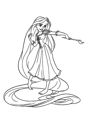 Rapunzel in a Printable coloring page