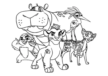 Characters from The Lion Guard coloring page