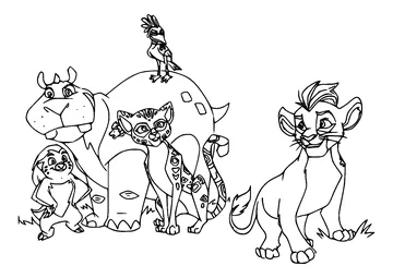 The heroes of The Lion Guard coloring page