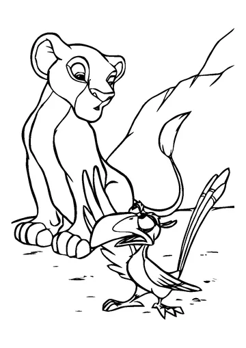 Simba and Zazu coloring page