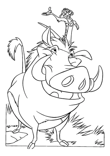 The two friends Timon and Pumbaa coloring page