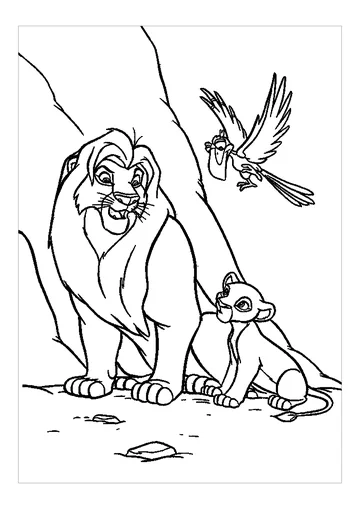 Mufasa, Nala and Zazu from Lion King, to print and color coloring page