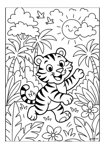 The jungle tiger coloring page