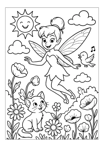 Merry Fairy in an Enchanted Garden coloring page