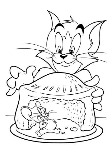 Yum yum! Tom & Jerry are enjoying coloring page