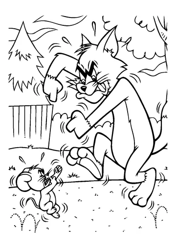 Tom the cat and Jerry the mouse in a beautiful coloring book! coloring page