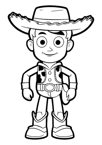 Woody drawn in a very childlike style coloring page