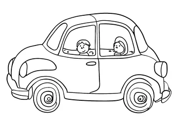 Car: childlike design coloring page