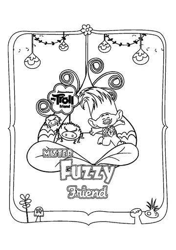 Les Trolls : Mister Fuzzy Friend coloring page