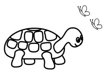 Turtle and butterflies coloring page