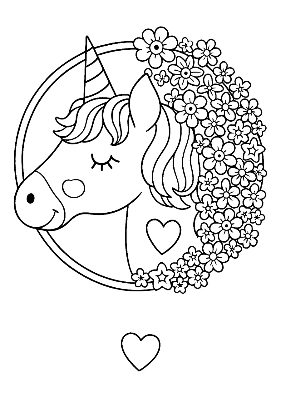 head and flowers coloring page