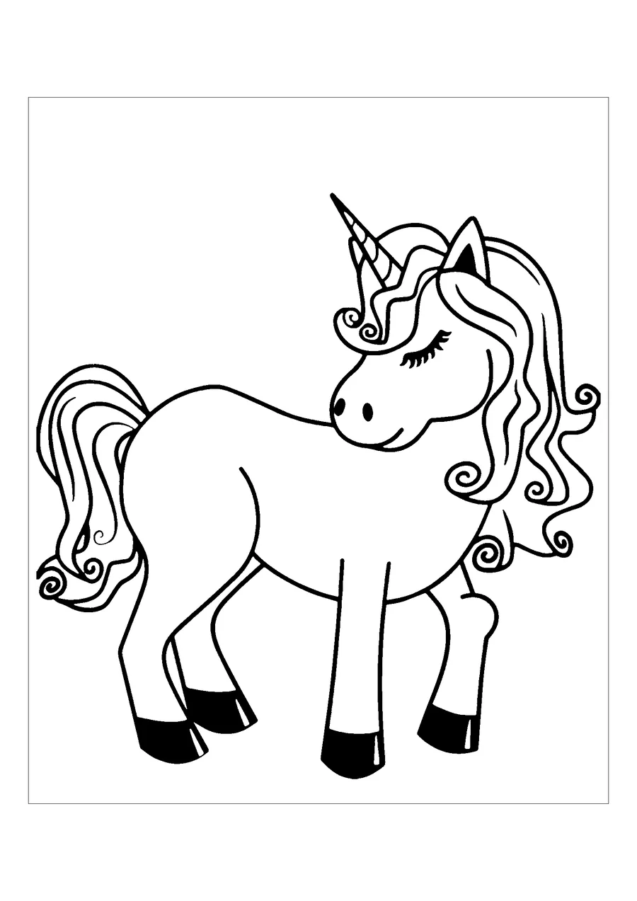 Cool unicorn coloring page