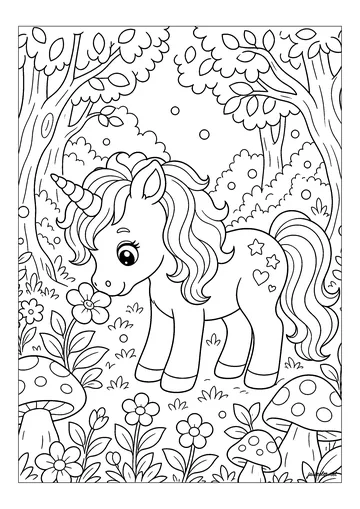 Enchanted reverie in the clearing coloring page
