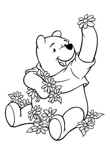 A very flowery bear coloring page