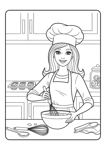 Barbie the Chef coloring page