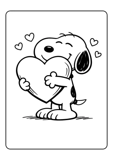 Snoopy with a Big Heart coloring page