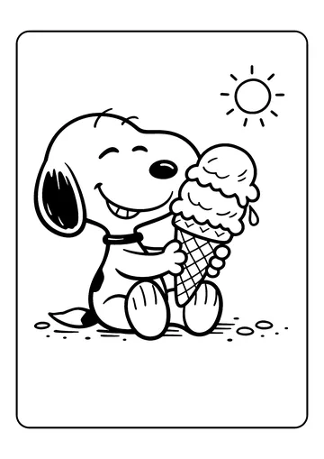 Snoopy with Ice Cream coloring page