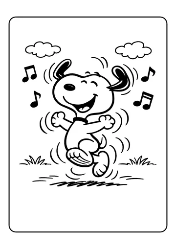 Snoopy Dancing Happy coloring page