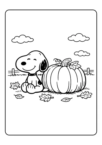 Snoopy with a Pumpkin coloring page