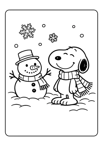 Snoopy in a Winter Scarf coloring page