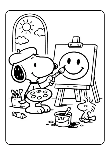 Snoopy Painting coloring page