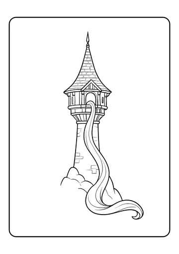 Rapunzel’s Tower with Flowing Hair coloring page