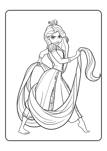 Rapunzel Ready for Action coloring page
