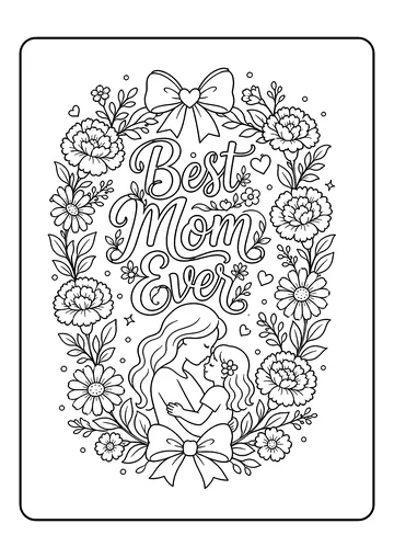 Floral Mom Wreath coloring page