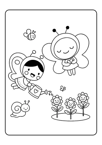 Friends in the Garden coloring page