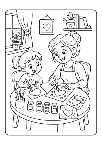 Painting with Mom coloring page