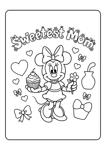 Minnie’s Cupcake Gift coloring page