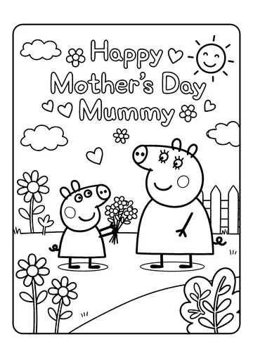 Peppa’s Flowers for Mummy Pig coloring page
