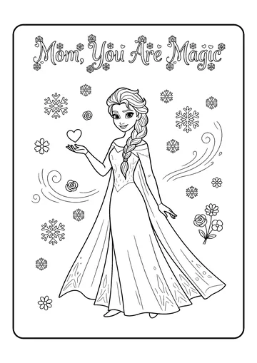 Elsa’s Snowflake Heart for Mom coloring page