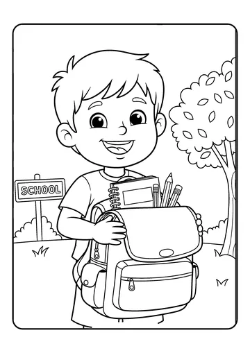 First Day of School Backpack coloring page