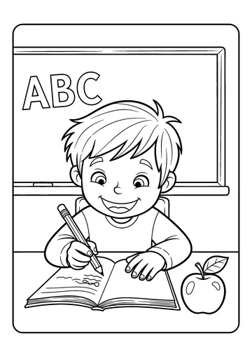 Classroom Desk Time coloring page