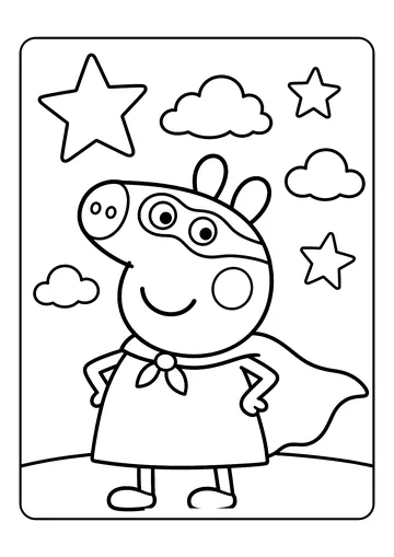 Peppa in a Superhero Cape coloring page