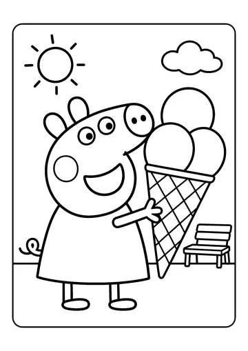 Peppa With a Giant Ice Cream coloring page