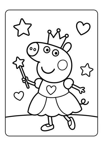 Peppa in a Princess Dress coloring page