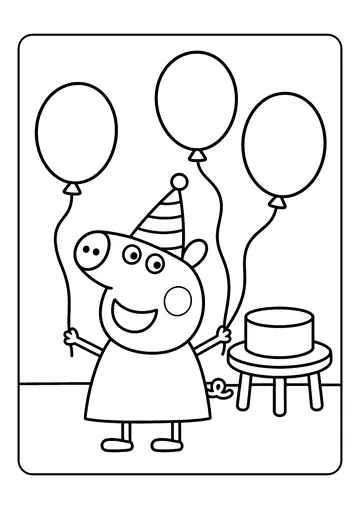 Peppa Wearing a Party Hat coloring page